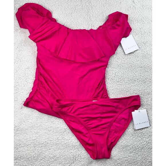 La Blanca 2 piece bright pink bathing suit - size 10 - Picture 1 of 9
